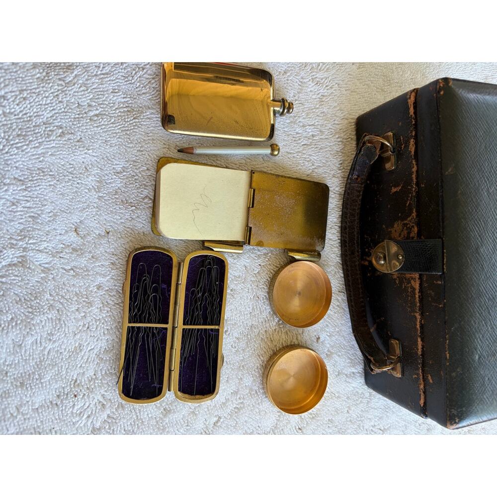 Antique Ladies Travel Case Mid 1800's Toiletry Stationery - Picture 2 of 4